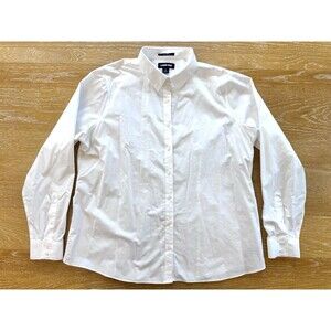 Land’s End No Iron Supima Cotton Women’s 18 White Blouse Long Sleeve
